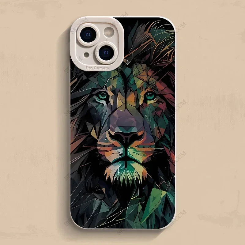 Colorful Lion Pattern Case - iPhone 6-15 Pro Max