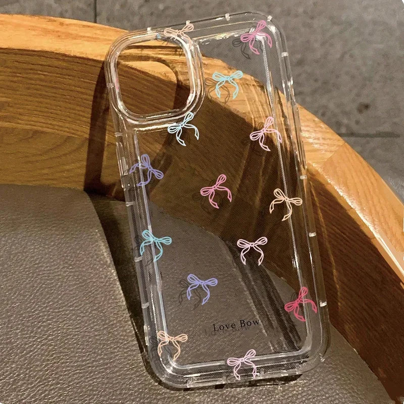 Bow Print Clear Case - iPhone 6-15 SE XR XS Plus