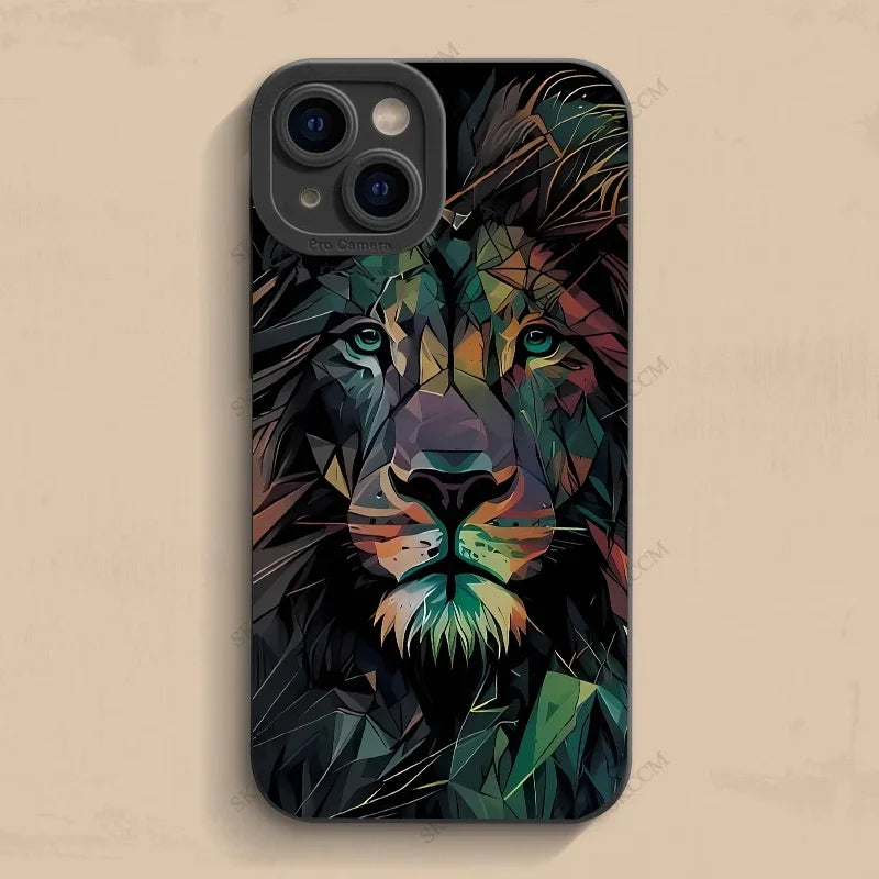 Colorful Lion Pattern Case - iPhone 6-15 Pro Max