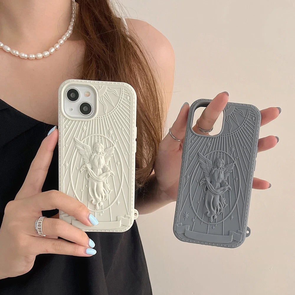 Retro Angel Statue Case - iPhone 13-15 Pro Max