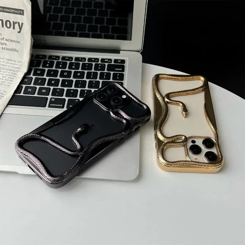 Plating Soft Snake Frame Case - iPhone 11-15 Pro Max
