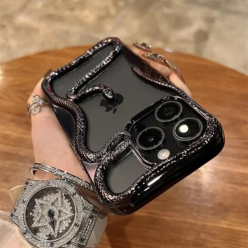 Plating Soft Snake Frame Case - iPhone 11-15 Pro Max