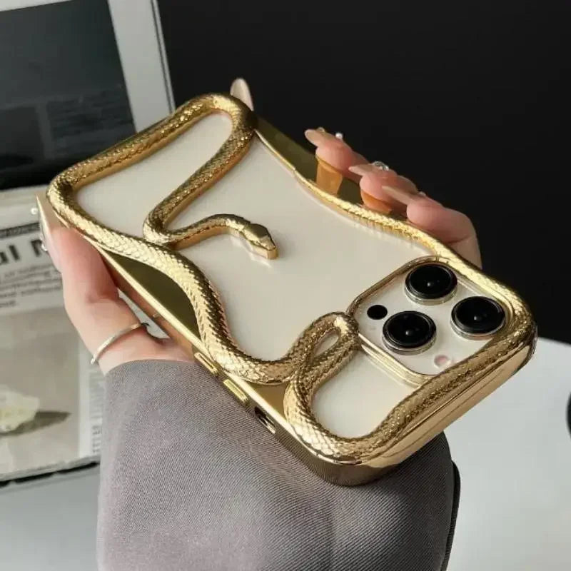 Plating Soft Snake Frame Case - iPhone 11-15 Pro Max