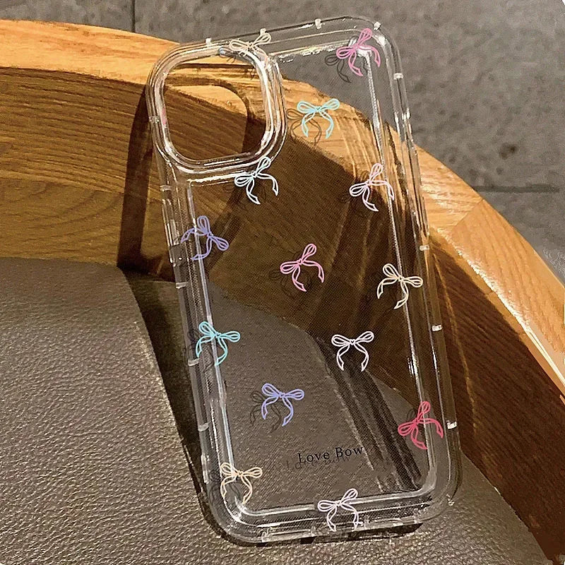 Bow Print Clear Case - iPhone 6-15 SE XR XS Plus