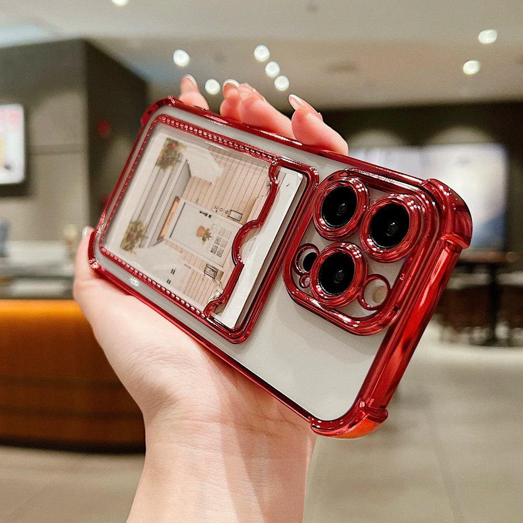 Transparent Wallet Card Case - iPhone 11-15 Pro Max