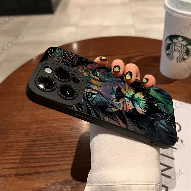 Colorful Lion Pattern Case - iPhone 6-15 Pro Max