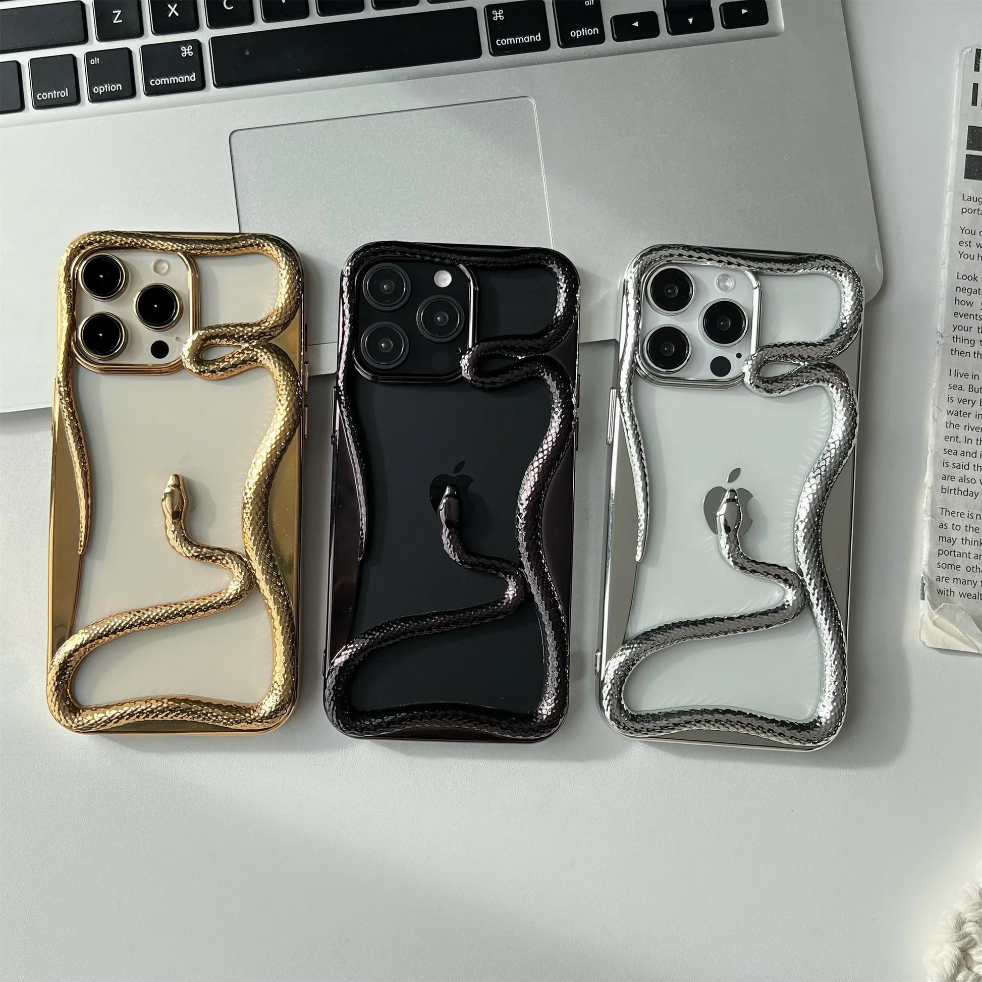 Plating Soft Snake Frame Case - iPhone 11-15 Pro Max