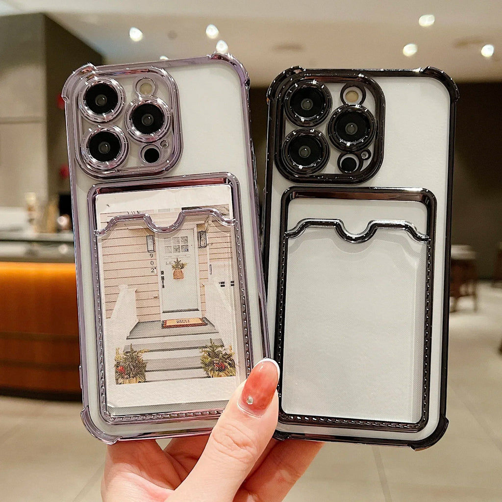 Transparent Wallet Card Case - iPhone 11-15 Pro Max