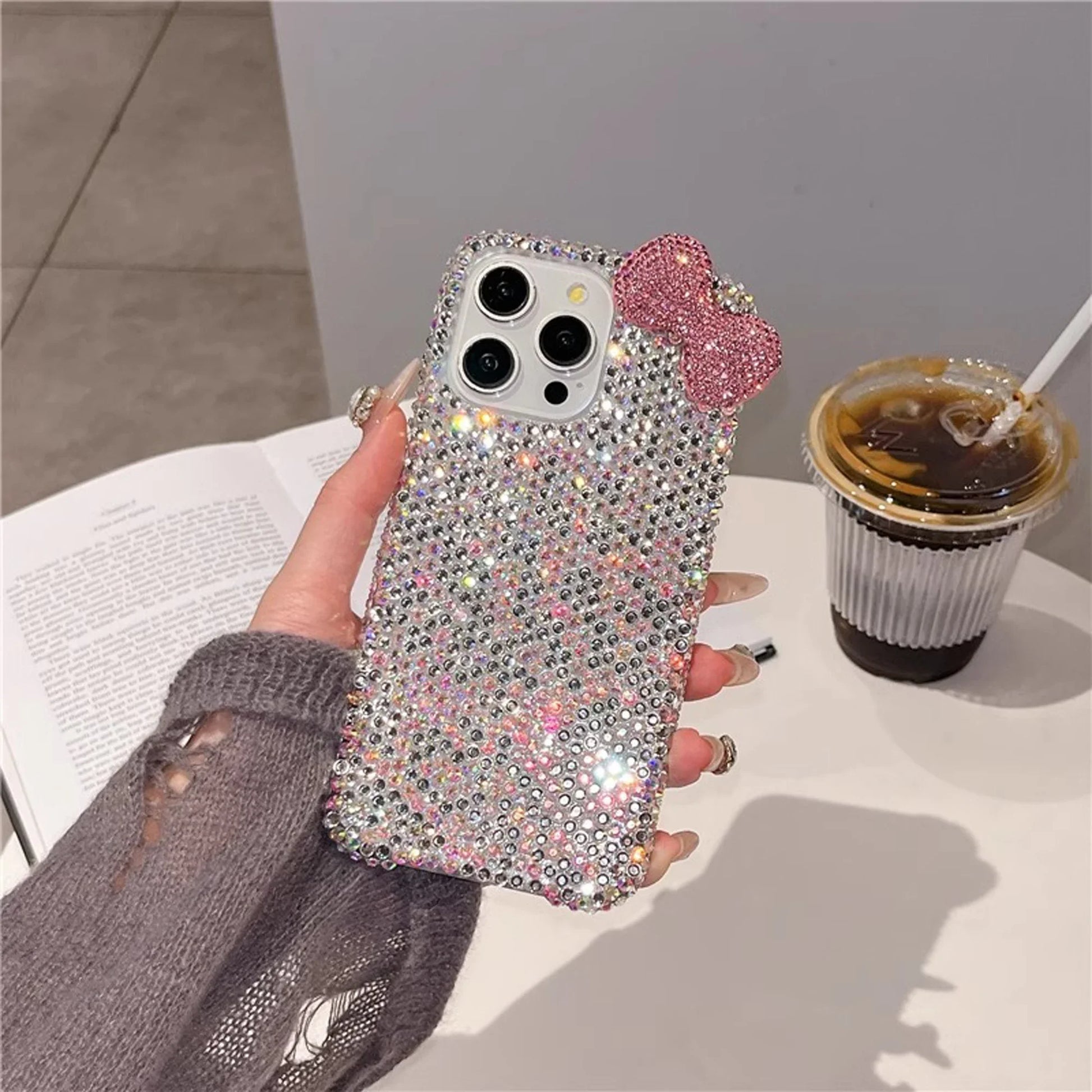 3D Diamond Bow Glitter Case - iPhone 11-16 Pro Max