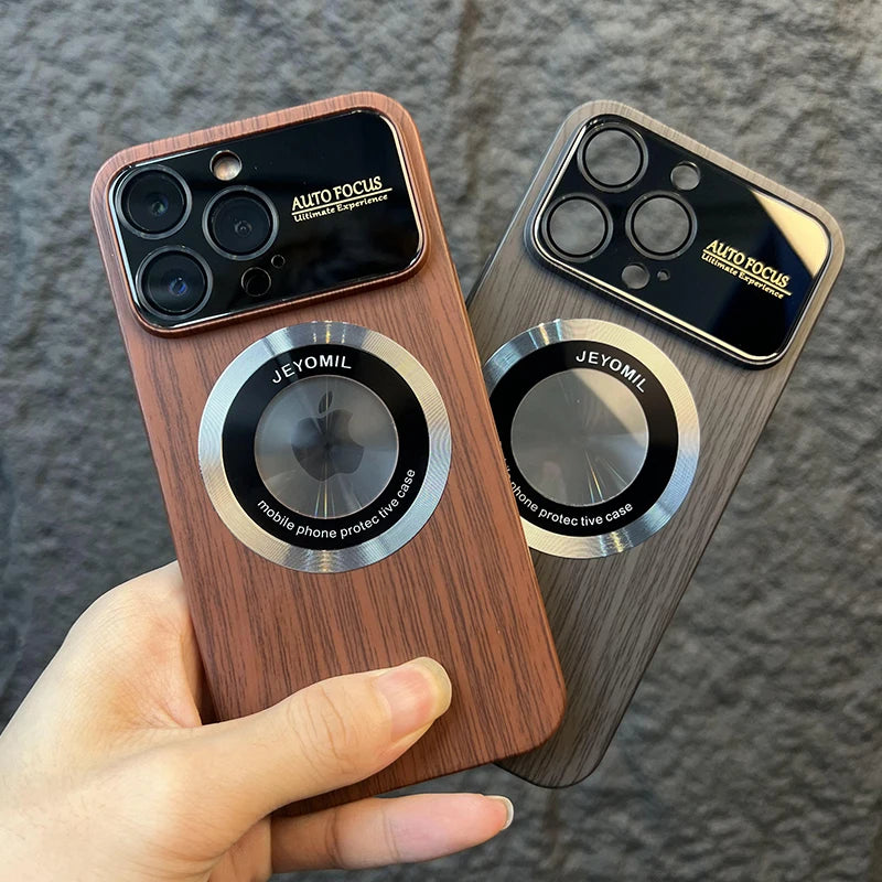 Wood Grain Magnetic Case - iPhone 11-16 Pro Max