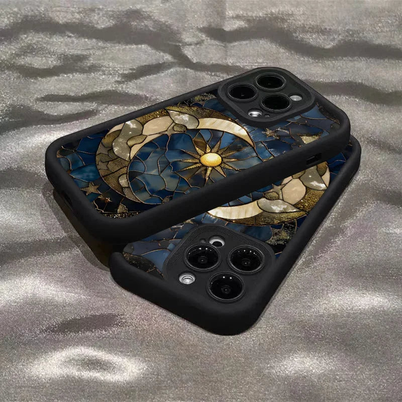 Aesthetic Sun Moon Silicone Case - iPhone 11-16 Pro Max