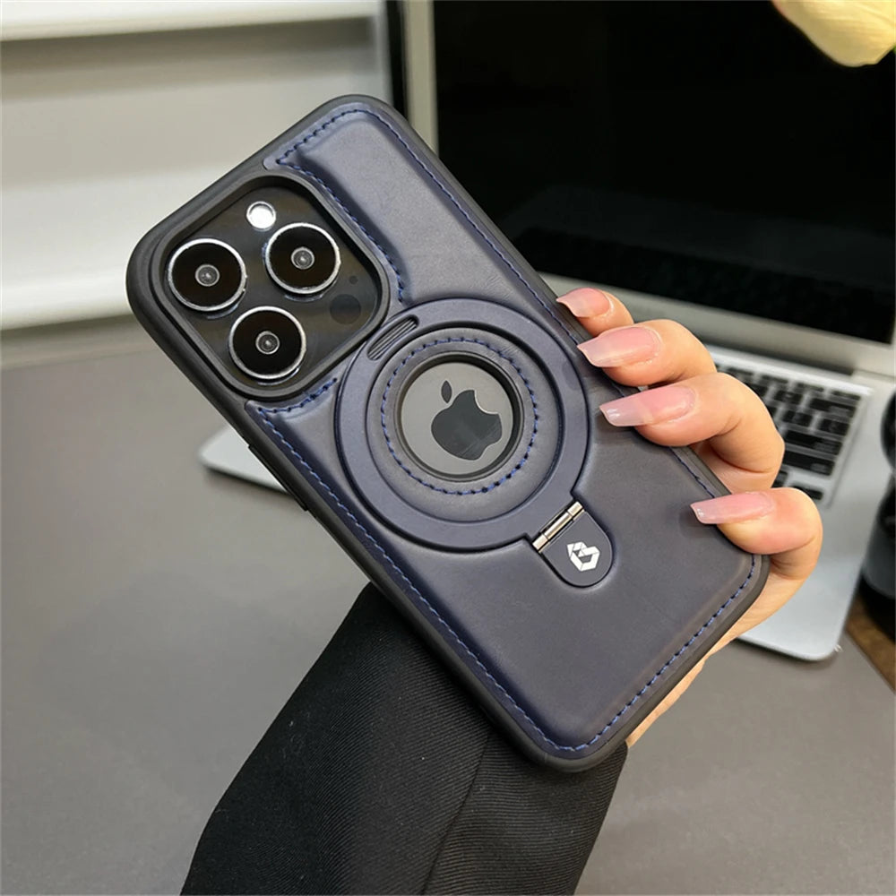 Magnetic Stand PU Leather Case - iPhone 13-15 Pro Max