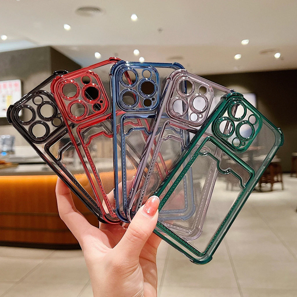 Transparent Wallet Card Case - iPhone 11-15 Pro Max