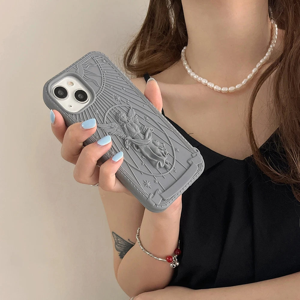 Retro Angel Statue Case - iPhone 13-15 Pro Max