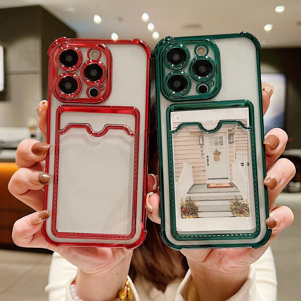 Transparent Wallet Card Case - iPhone 11-15 Pro Max