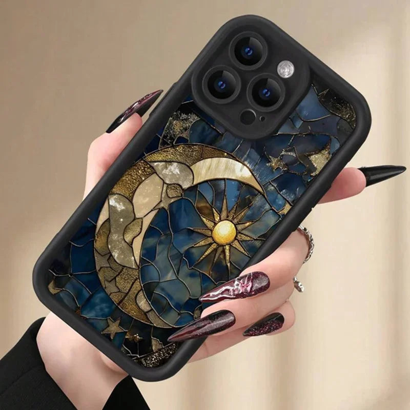 Aesthetic Sun Moon Silicone Case - iPhone 11-16 Pro Max