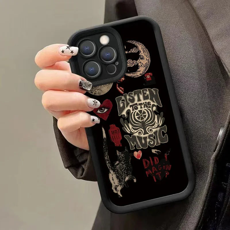 Aesthetic Sun Moon Silicone Case - iPhone 11-16 Pro Max