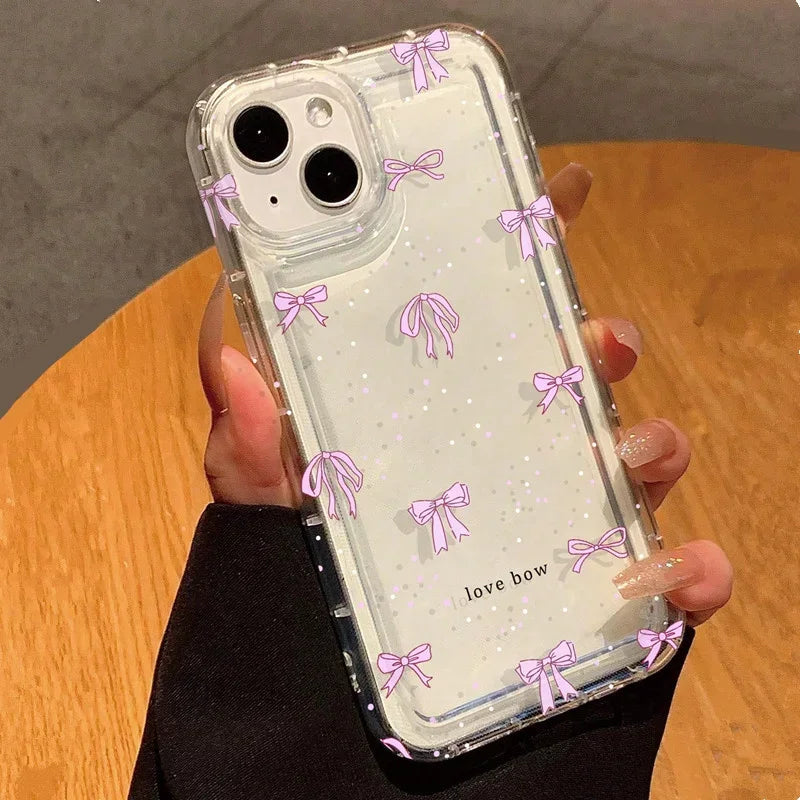 Bow Print Clear Case - iPhone 6-15 SE XR XS Plus