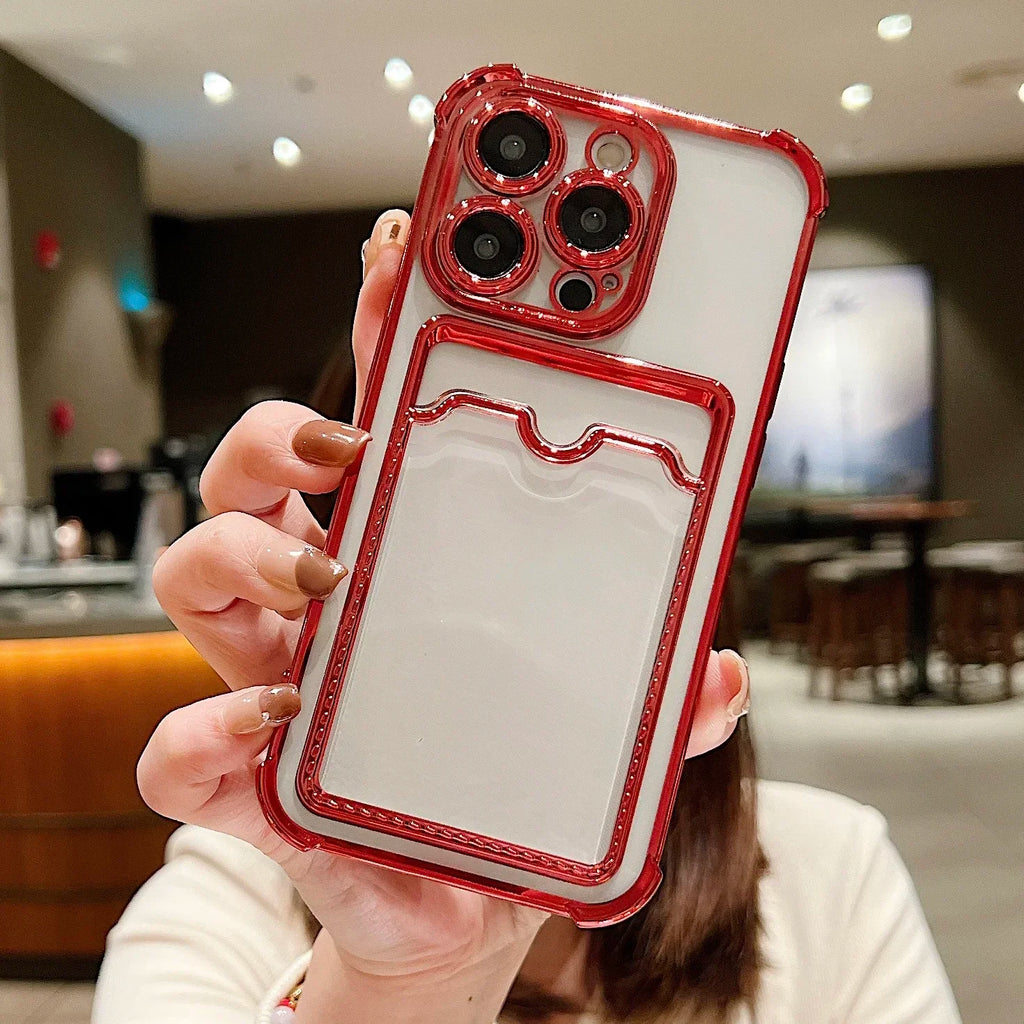 Transparent Wallet Card Case - iPhone 11-15 Pro Max