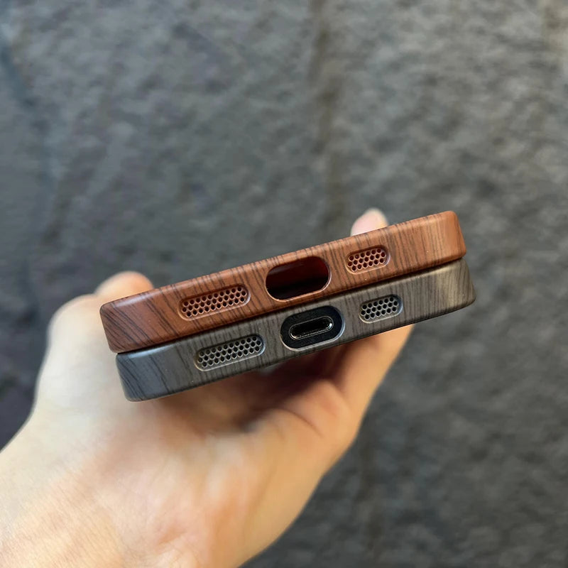 Wood Grain Magnetic Case - iPhone 11-16 Pro Max