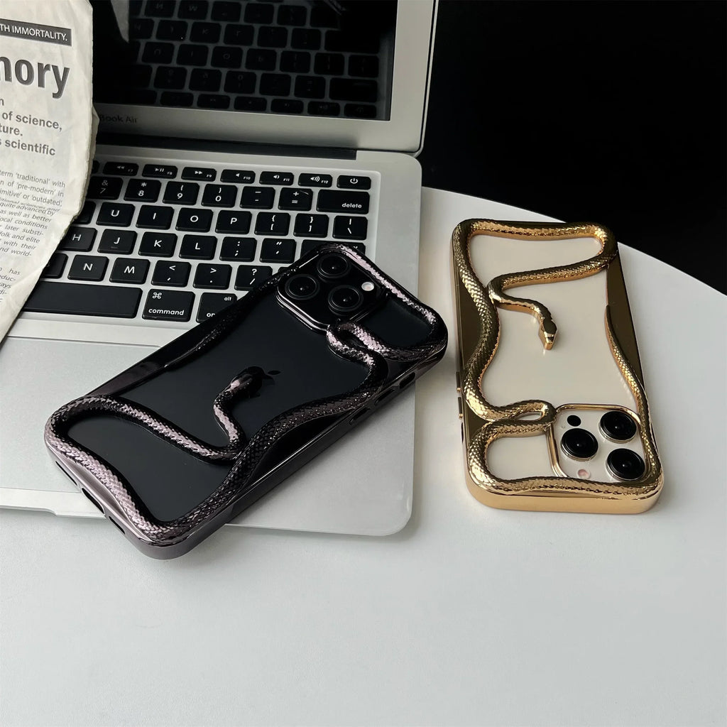 Plating Soft Snake Frame Case - iPhone 11-15 Pro Max