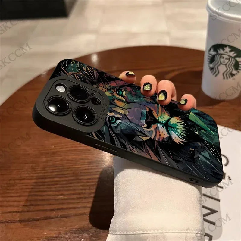 Colorful Lion Pattern Case - iPhone 6-15 Pro Max