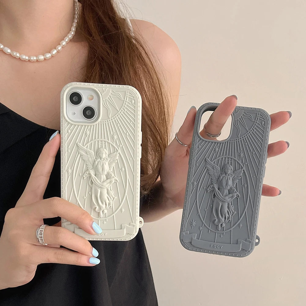 Retro Angel Statue Case - iPhone 13-15 Pro Max