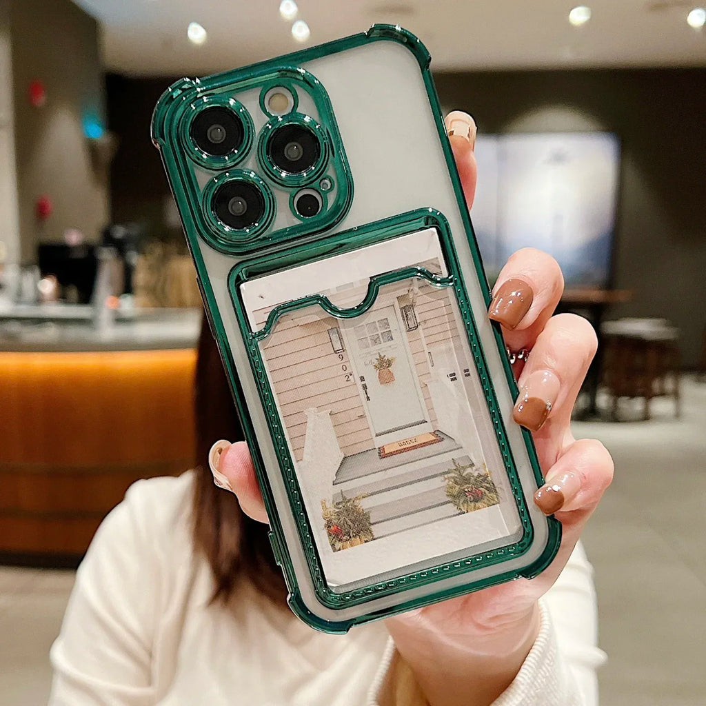 Transparent Wallet Card Case - iPhone 11-15 Pro Max