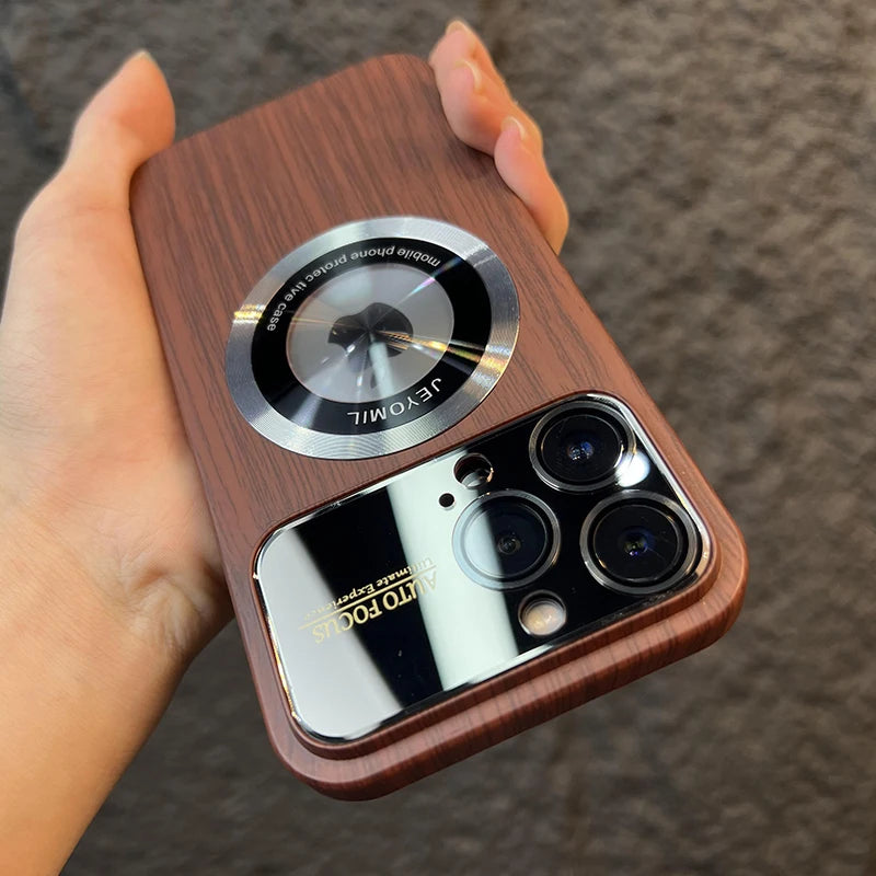 Wood Grain Magnetic Case - iPhone 11-16 Pro Max