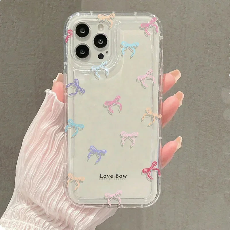 Bow Print Clear Case - iPhone 6-15 SE XR XS Plus