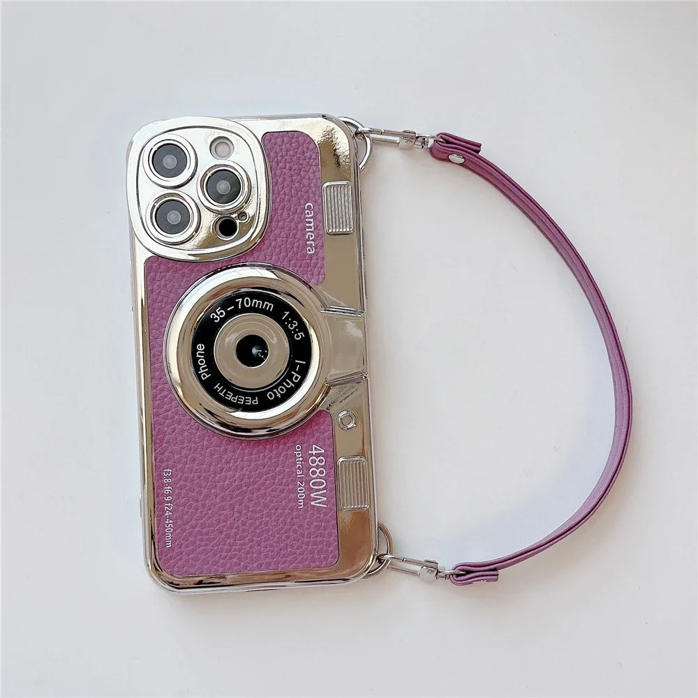 Retro Camera Strap Case - iPhone 12-15 Pro Max