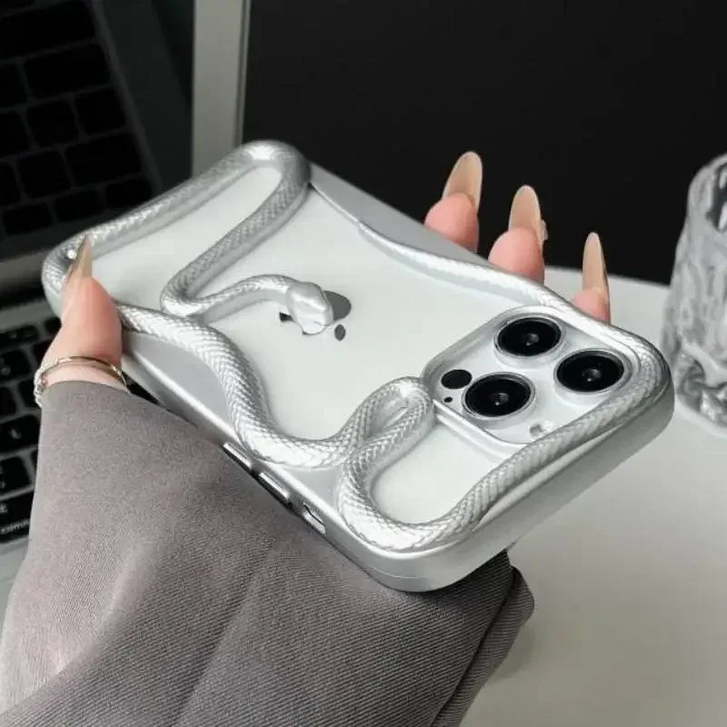 Plating Soft Snake Frame Case - iPhone 11-15 Pro Max
