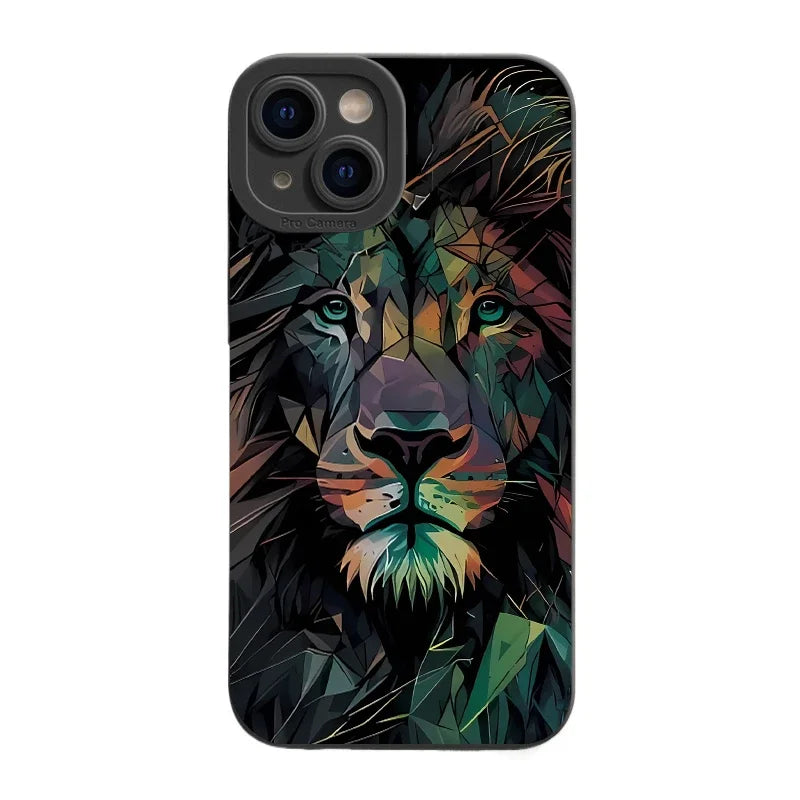 Colorful Lion Pattern Case - iPhone 6-15 Pro Max