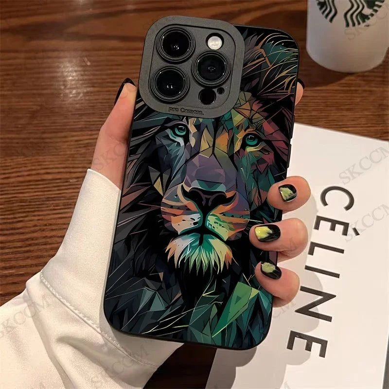 Colorful Lion Pattern Case - iPhone 6-15 Pro Max