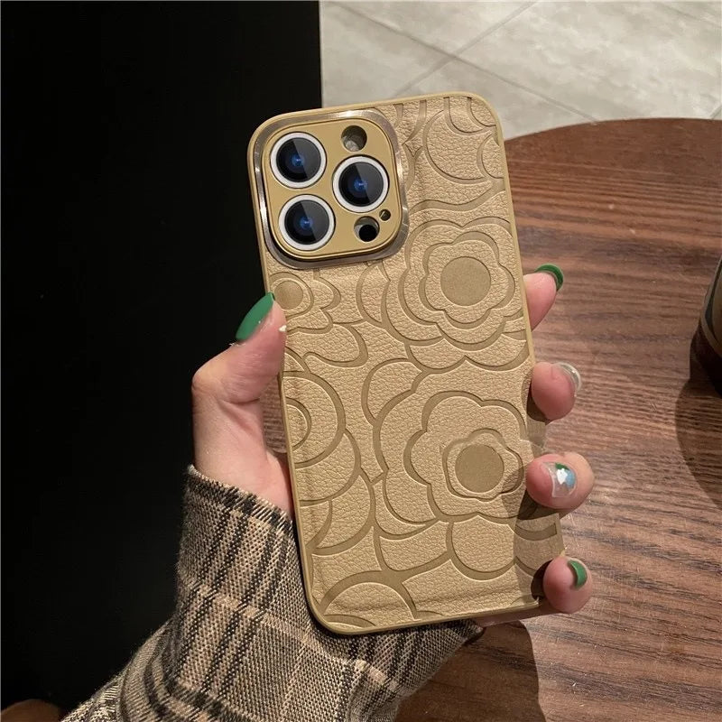 Camellia Flower Leather Case - iPhone 13-16 Pro Max