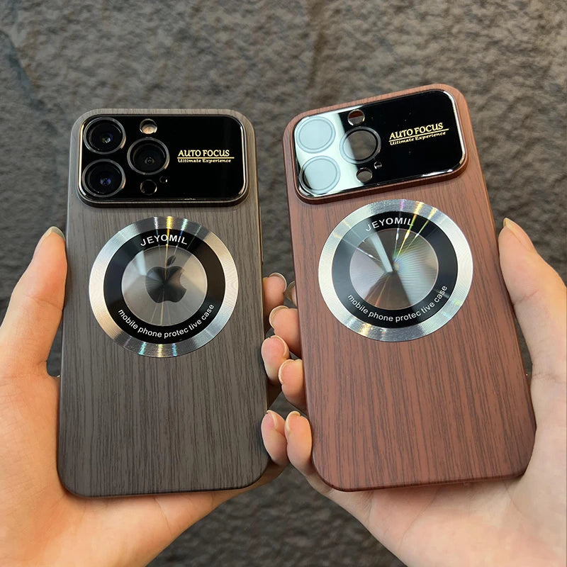 Wood Grain Magnetic Case - iPhone 11-16 Pro Max
