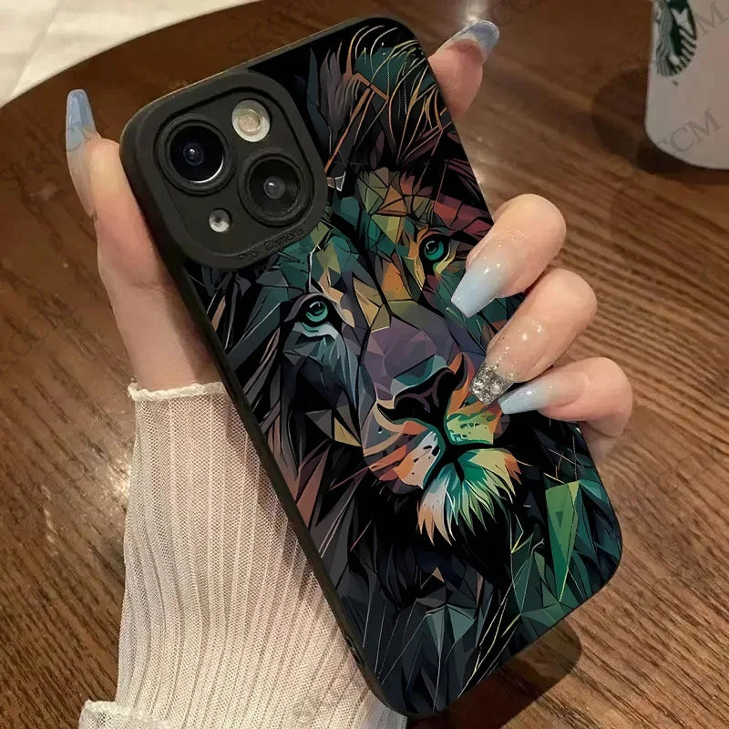 Colorful Lion Pattern Case - iPhone 6-15 Pro Max