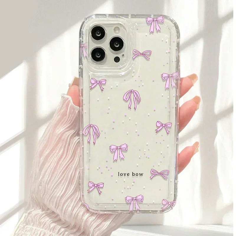 Bow Print Clear Case - iPhone 6-15 SE XR XS Plus