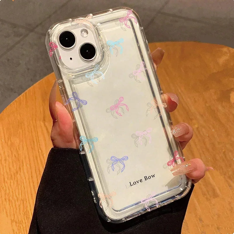 Bow Print Clear Case - iPhone 6-15 SE XR XS Plus