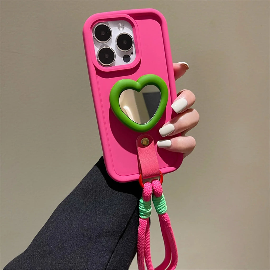 Mirror Strap Shockproof Case - iPhone 7-15 Pro Max