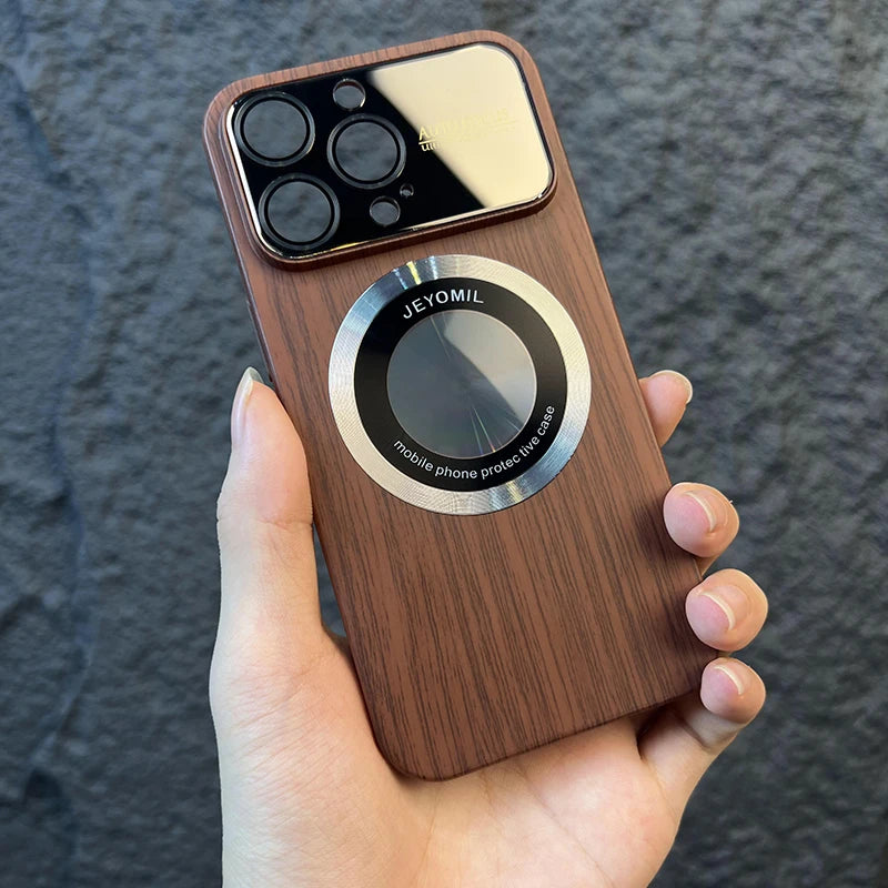 Wood Grain Magnetic Case - iPhone 11-16 Pro Max