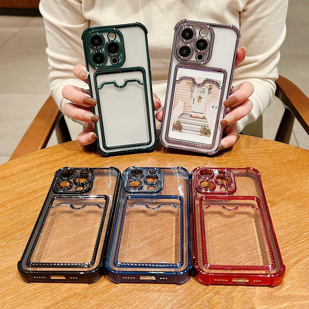 Transparent Wallet Card Case - iPhone 11-15 Pro Max