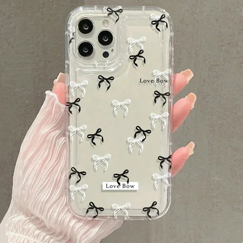 Bow Print Clear Case - iPhone 6-15 SE XR XS Plus