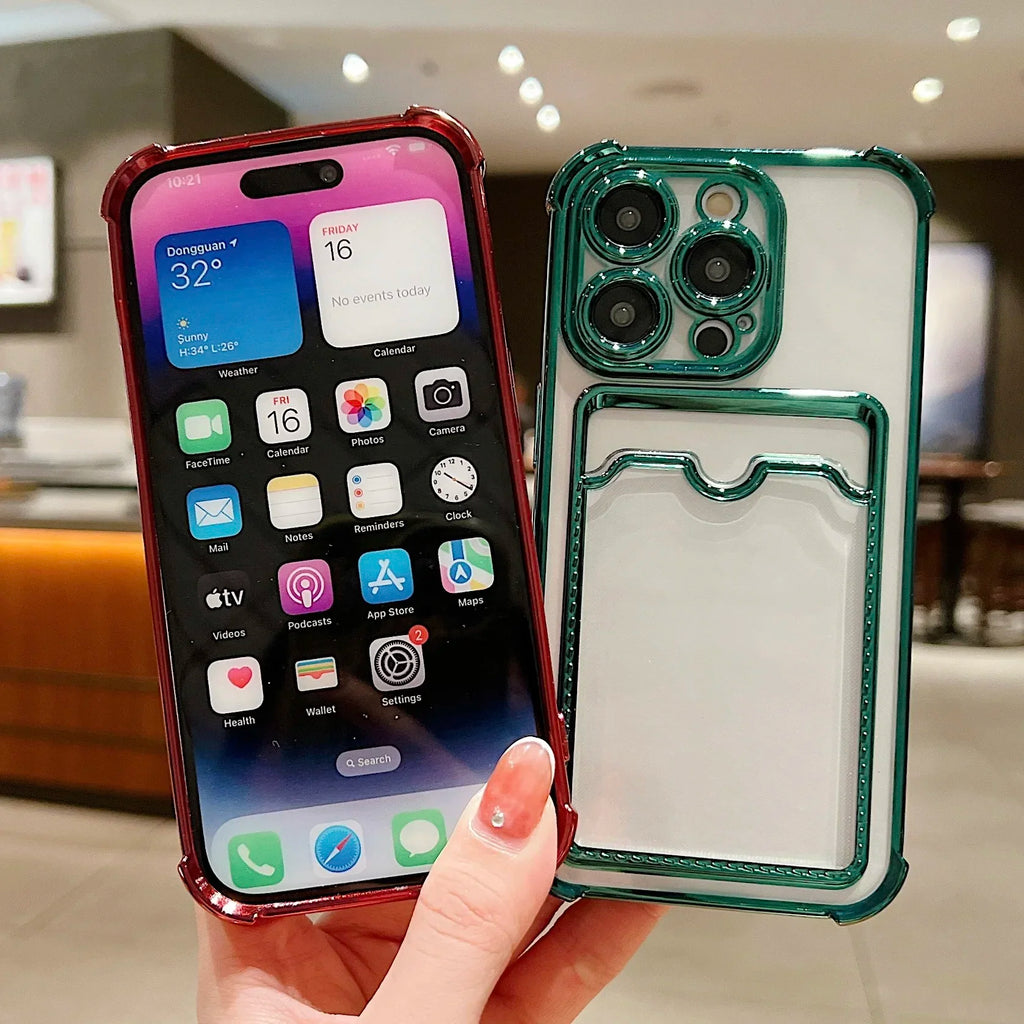 Transparent Wallet Card Case - iPhone 11-15 Pro Max