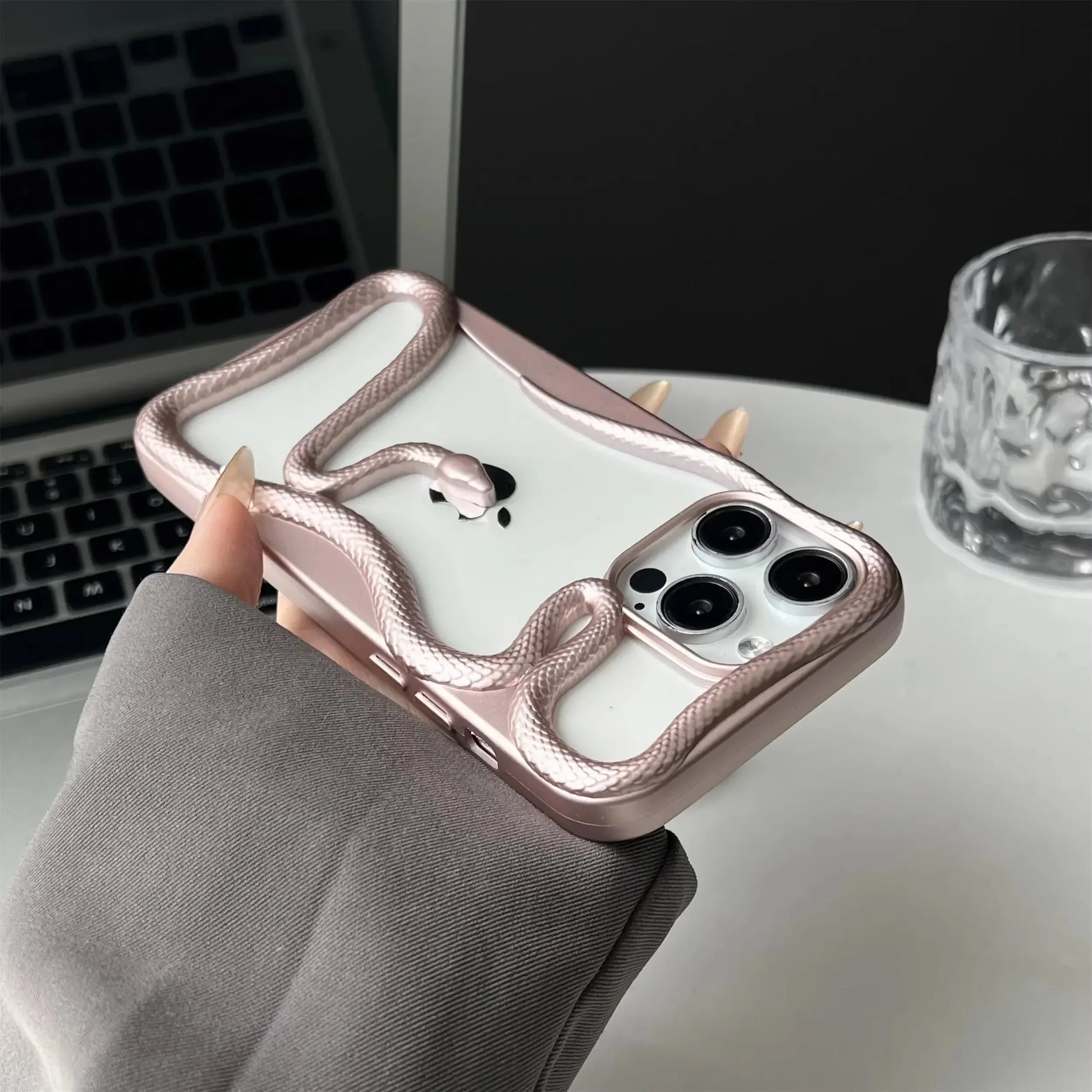 Plating Soft Snake Frame Case - iPhone 11-15 Pro Max