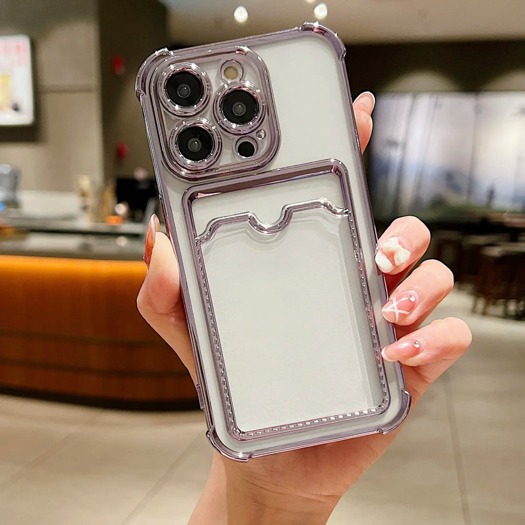Transparent Wallet Card Case - iPhone 11-15 Pro Max