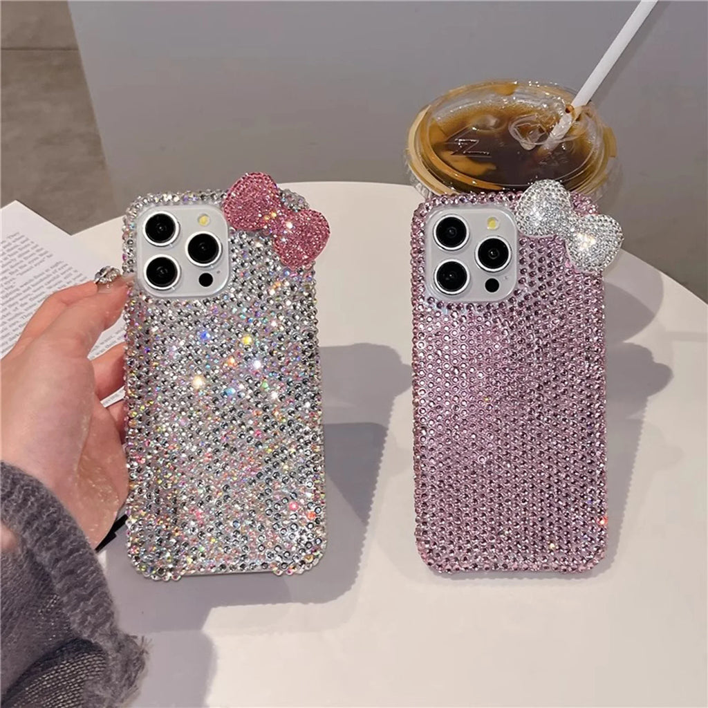 3D Diamond Bow Glitter Case - iPhone 11-16 Pro Max