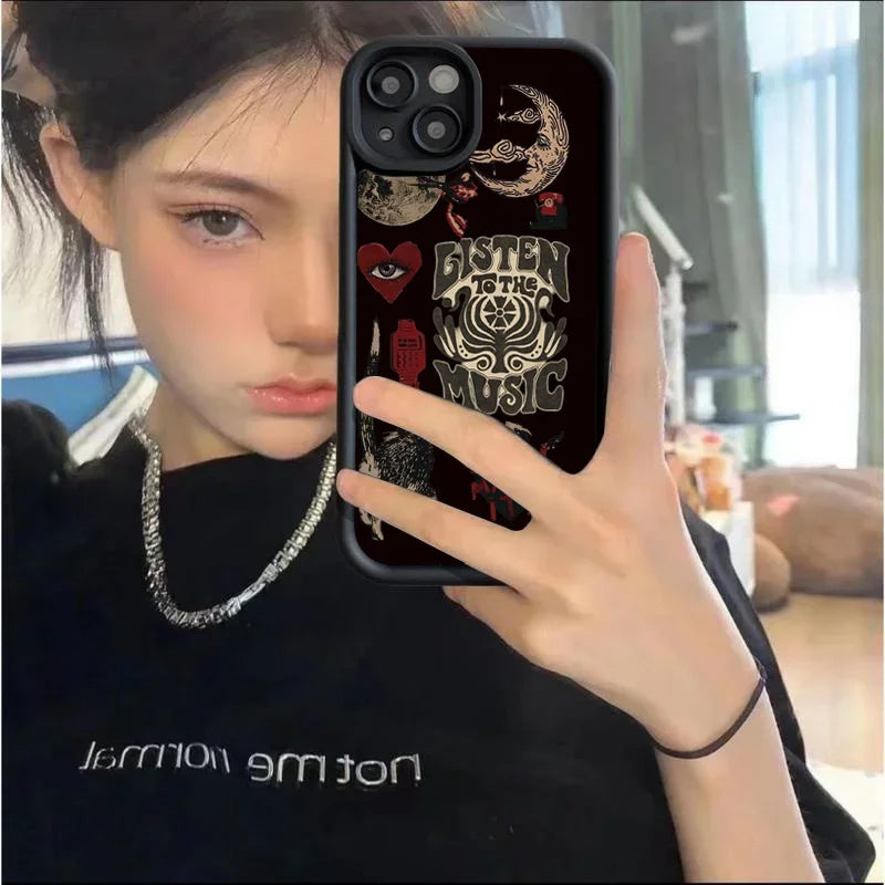 Aesthetic Sun Moon Silicone Case - iPhone 11-16 Pro Max