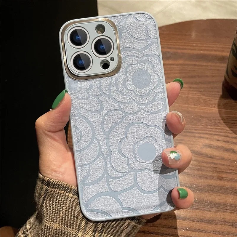Camellia Flower Leather Case - iPhone 13-16 Pro Max