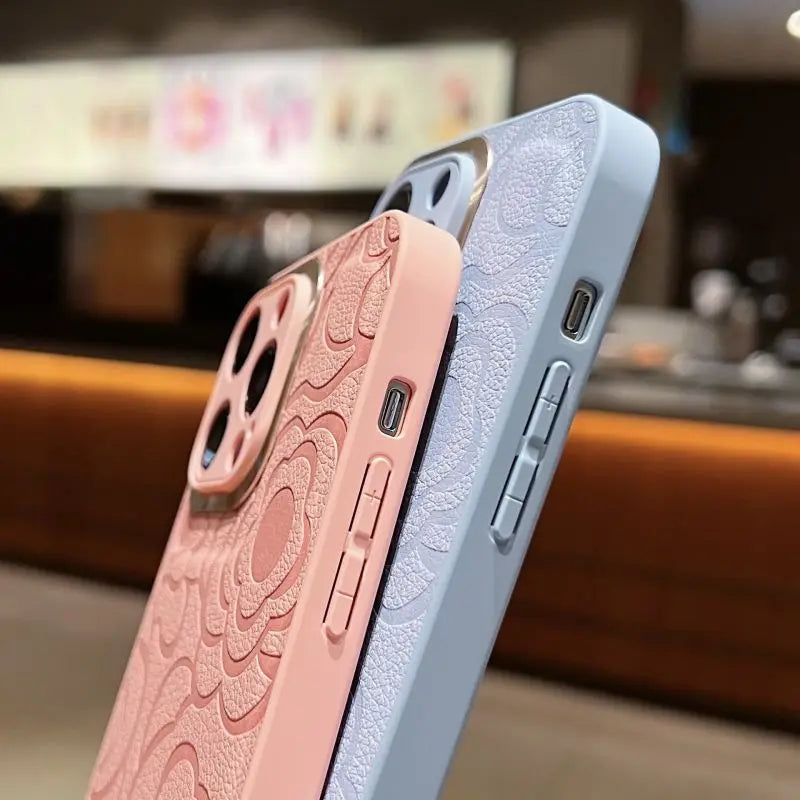 Camellia Flower Leather Case - iPhone 13-16 Pro Max